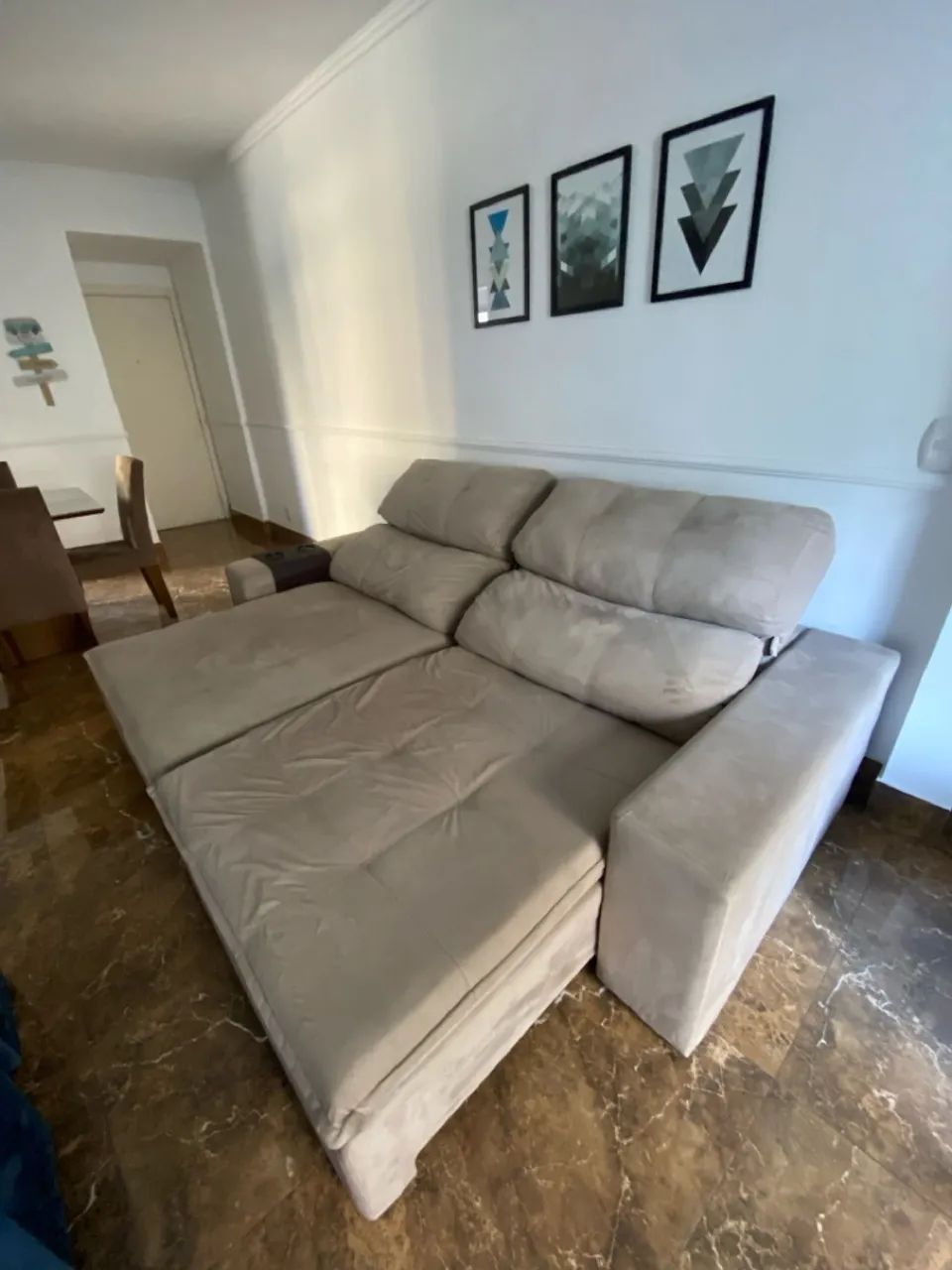 Sofá retrátil bege - Foto 2