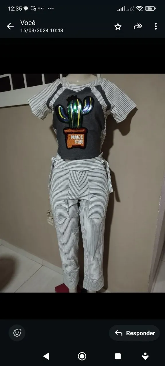 Conjunto Feminino com Estampa de Cacto