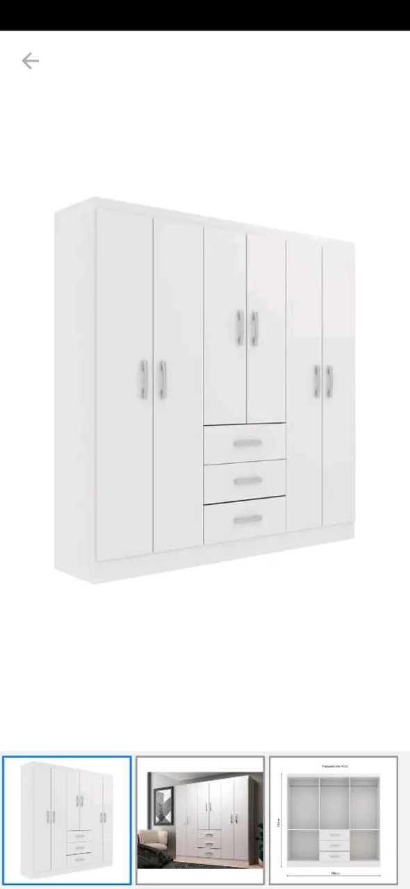 Guarda-Roupa Branco Moderno com Amplo Espaço