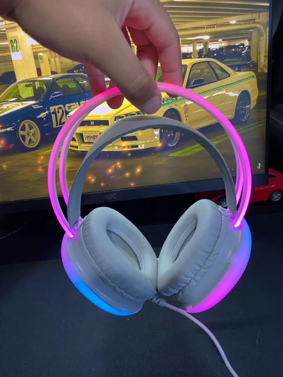 Headset Gamer Evolut Aurora EG-301 RGB Branco - Usado em Ótimo Estado! - Foto 4