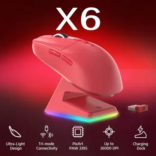 Attack shark X6 RED, com Dock