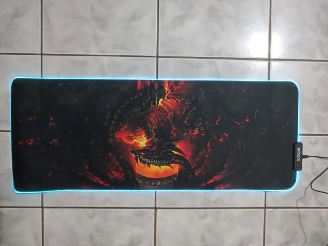 Mouse Pad Gamer Jogo Borda Led Rgb Grande 80x30cm Dragão - Foto 5