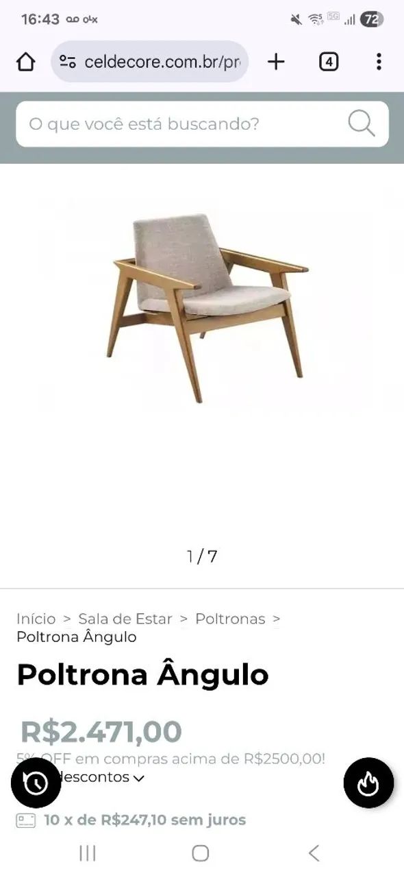 Poltrona Angulo -  Madeira Maciça  - Foto 3