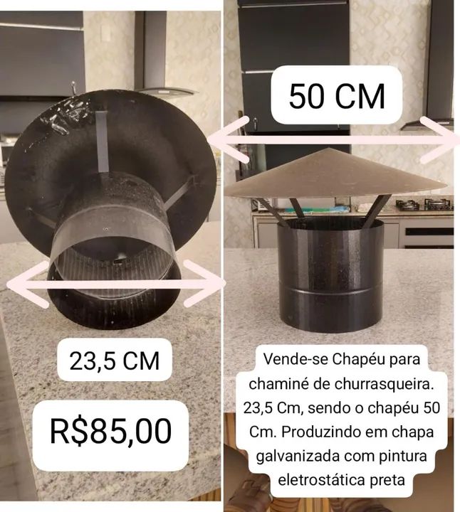 Chapéu para chaminé de churrasqueira 50 cm
