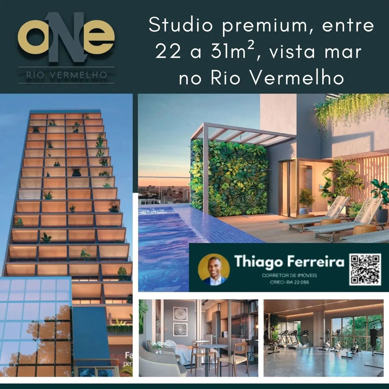 One, Studios Premium Vista Mar De 22 A 31M² No Rio Vermelho. AIDBEH - Foto 2