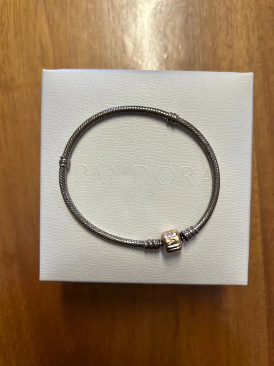 pandora bracelete de prata com fecho rosê - 18 cm - Foto 3