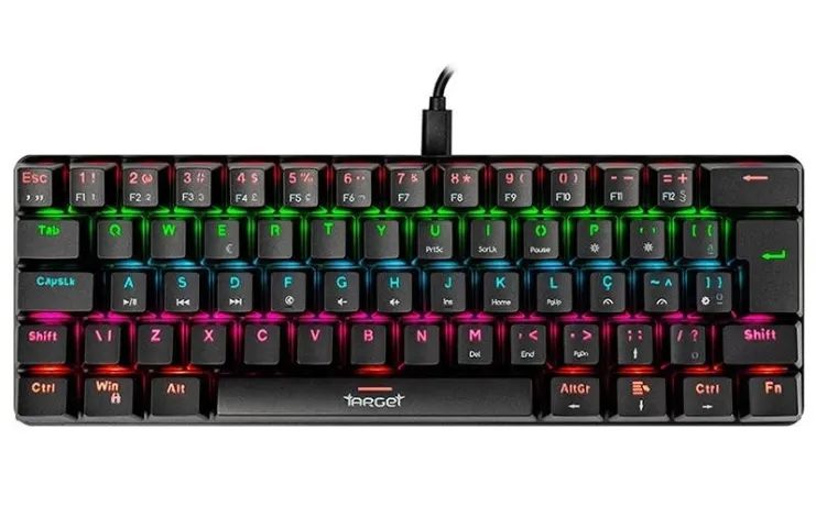 Teclado Mecanico TGT Sherman Compacto, Rainbow, ABNT2, Switch Azul