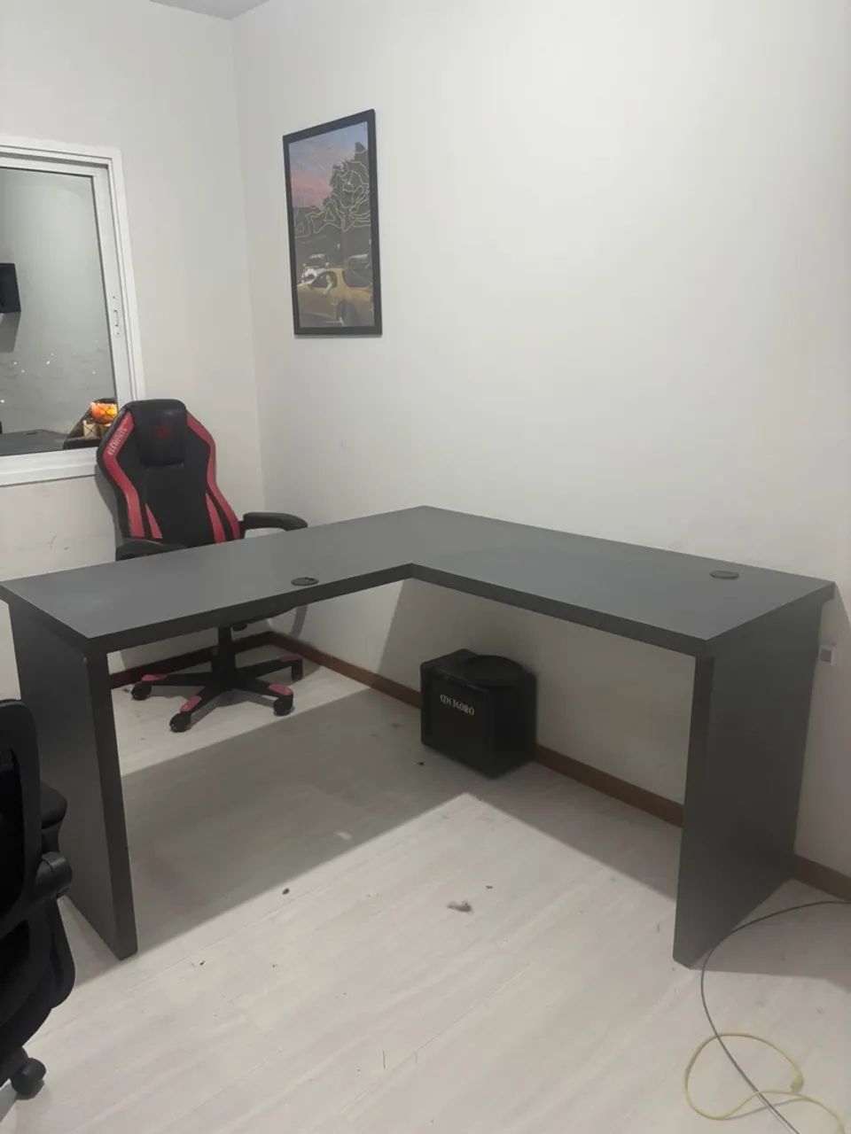 MESA MDF CINZA - mesa em L