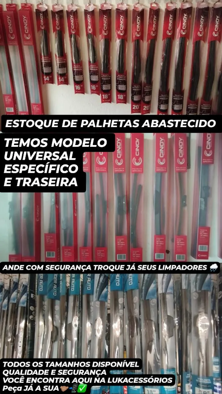 Palhetas de Limpador de Para-brisa - Todos os Tamanhos