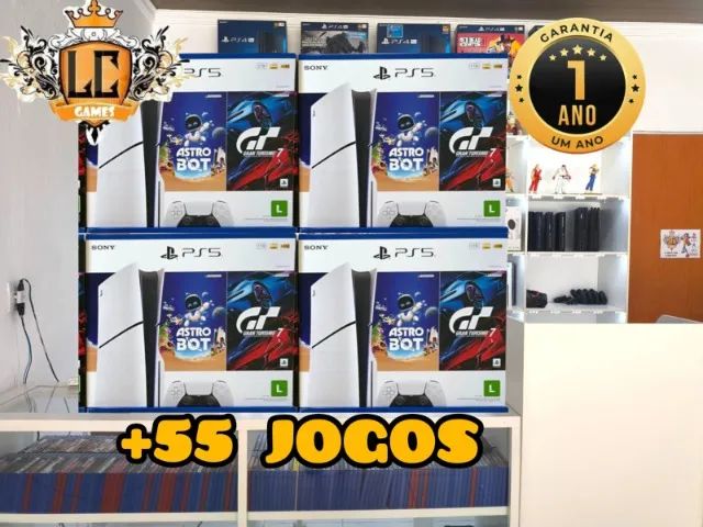 PS5 SLIM 1TB C. LEITOR NOVO LACRADO + 55 JOGOS TOP D + O1 ANO GARANTIA I LOJA FISICA BH