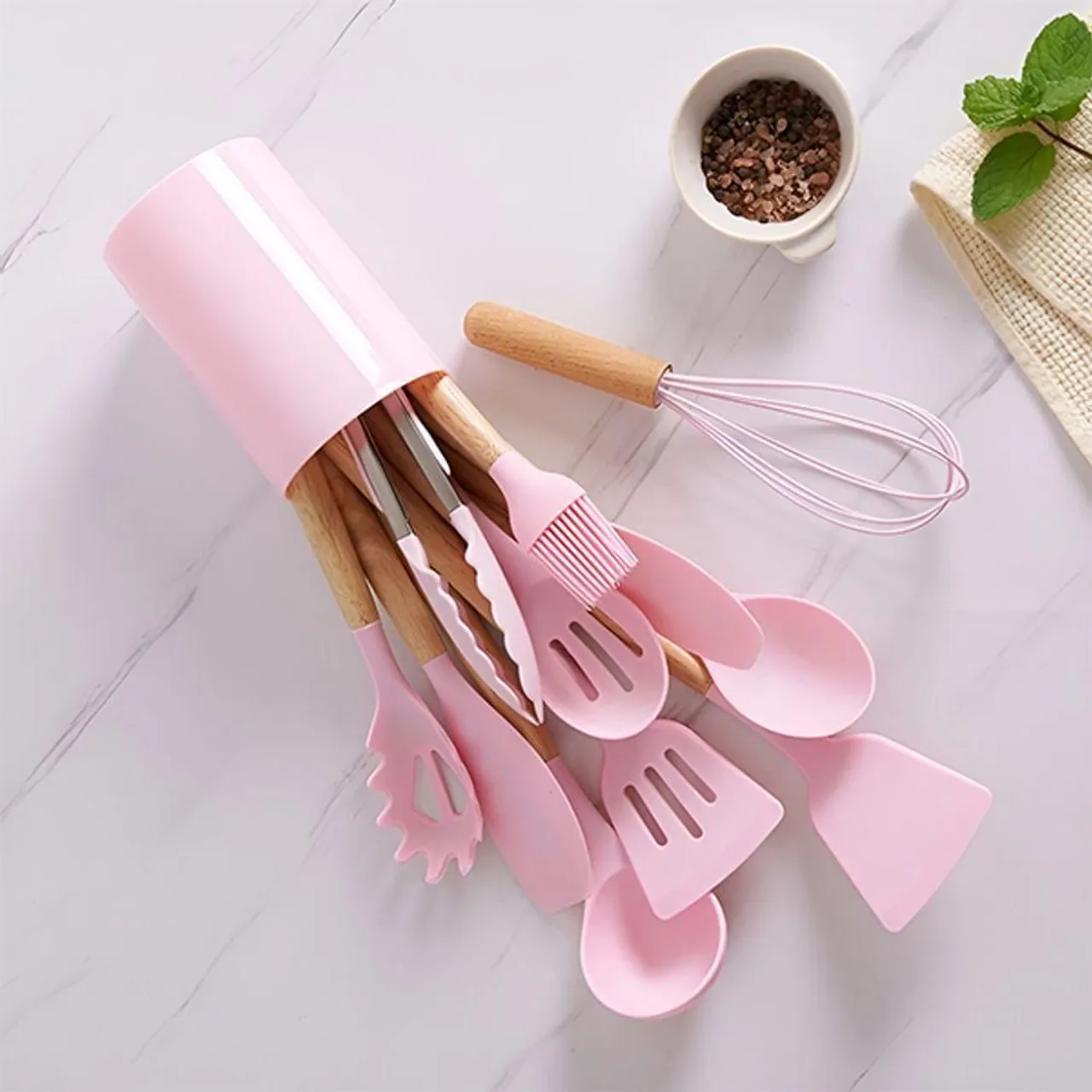 Kit Utensílios de Cozinha Rosa Silicone, leiam a descrição