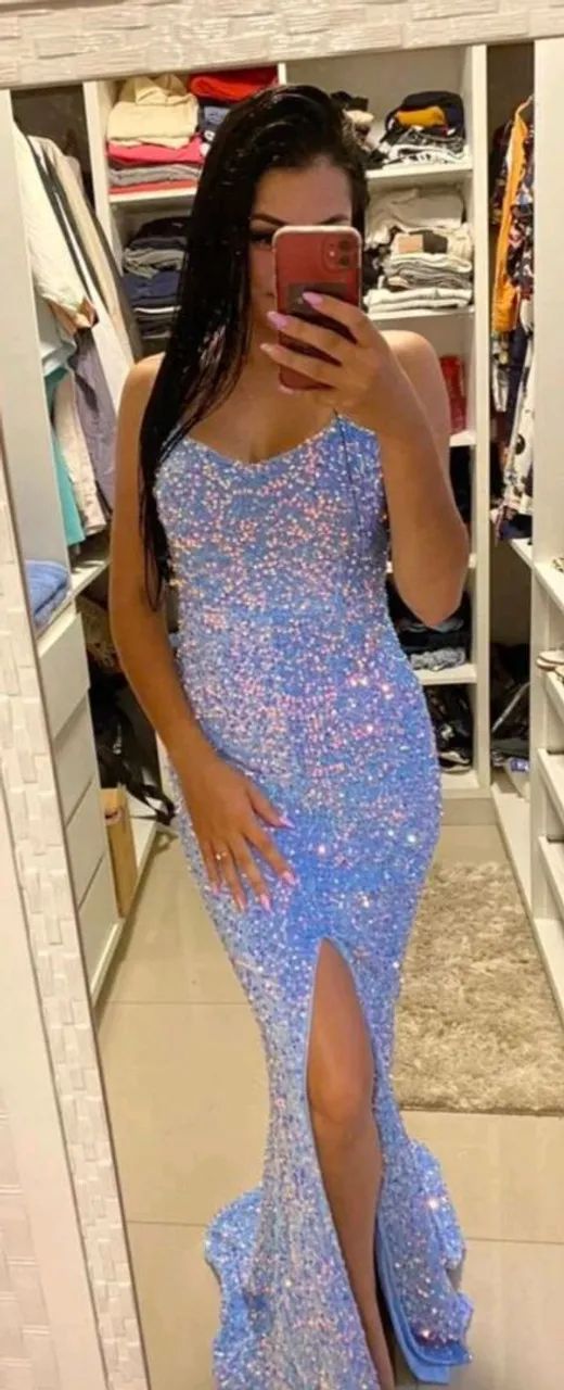 Vestido de festa azul brilhante - Foto 2