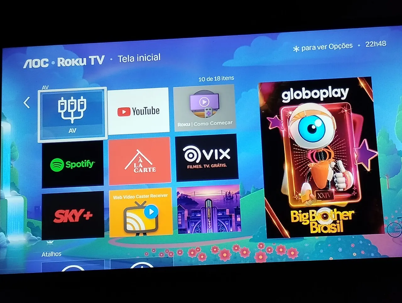 Smart TV AOC Roku TV - Tela Inicial