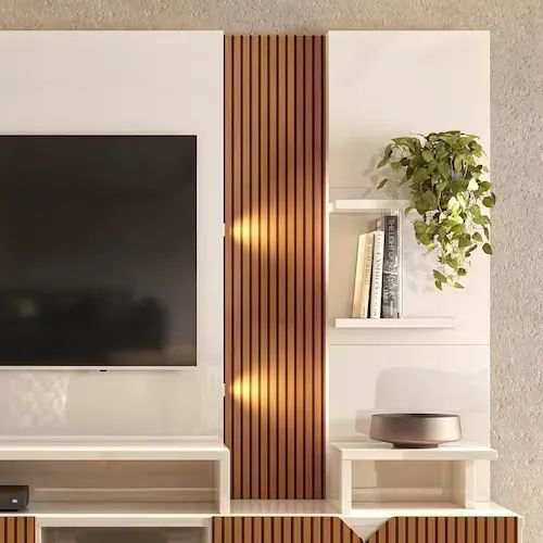 Estante Home Croos Para Tv De 55 Polegadas Com Rodizios Freijó/Off White - Montagem Grátis - Foto 3