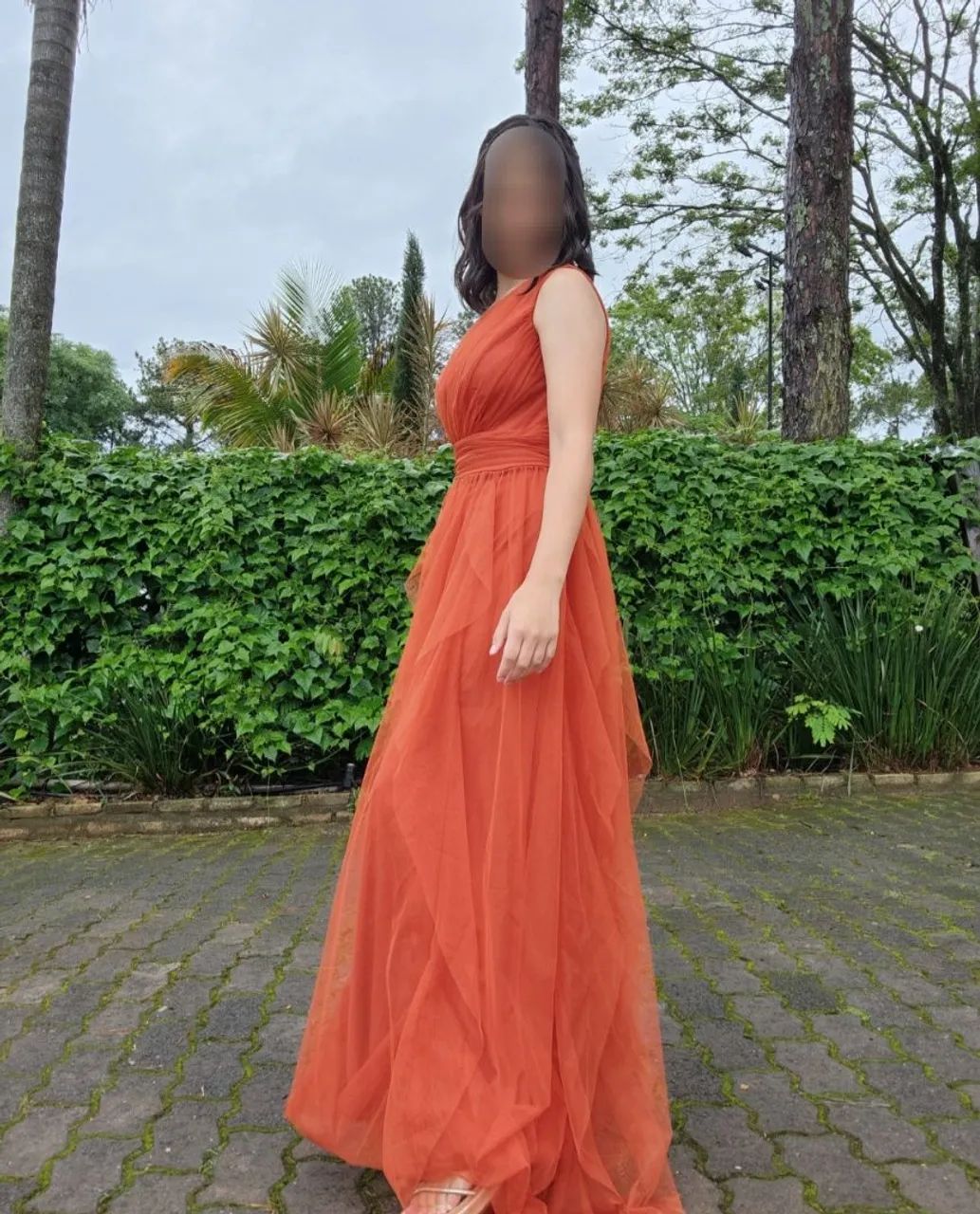 Vestido Longo Terracota com Tule Festa Madrinha Casamento - Foto 4