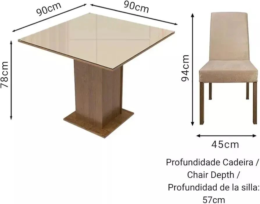 Sala de Jantar Madesa Evelin Mesa Tampo de Vidro com 4 Cadeiras - Foto 2