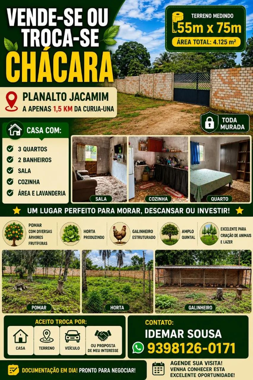 Vendo chácara no jacamim 