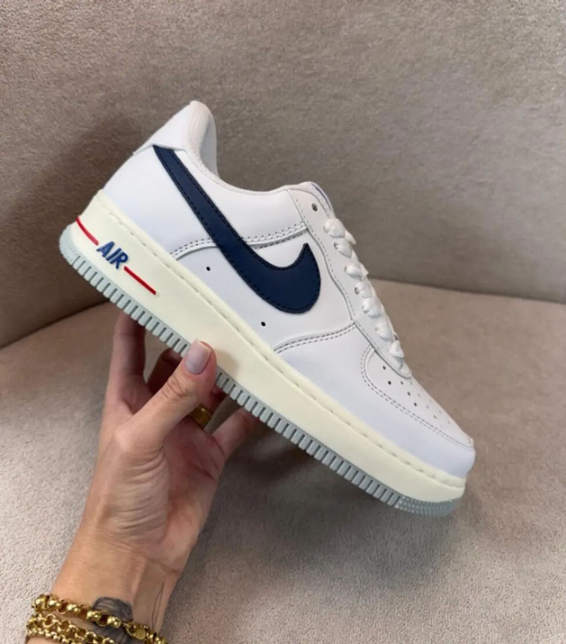 Tenis Nike Air force One Branco marinho 