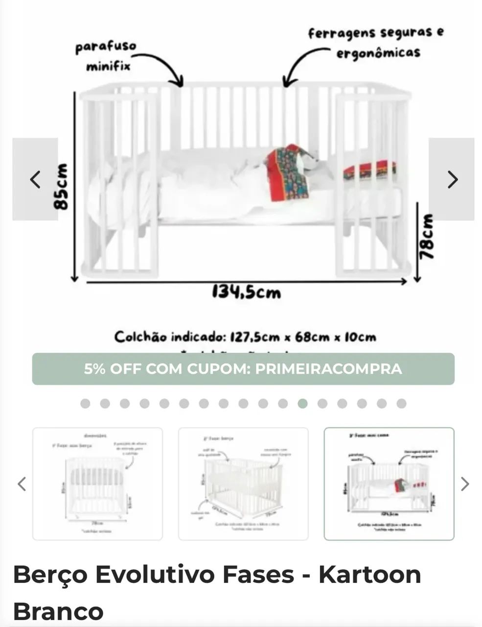 Berço Americano lindo e impecável - Foto 4