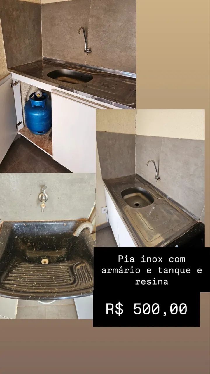 Pia inox e tanque