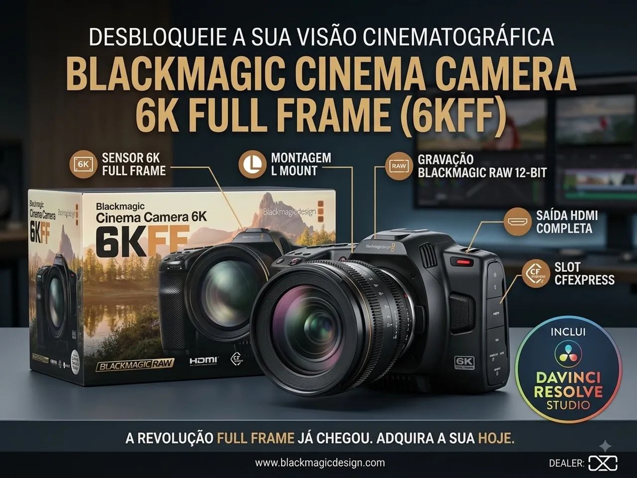 Blackmagic Cinema Camera 6KFF, com DaVinci Resolve Studio - Foto 5