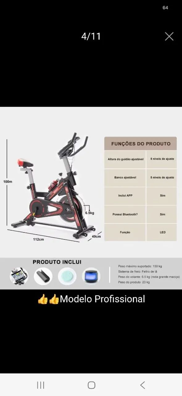 Bike ergometrica modelo profissional 