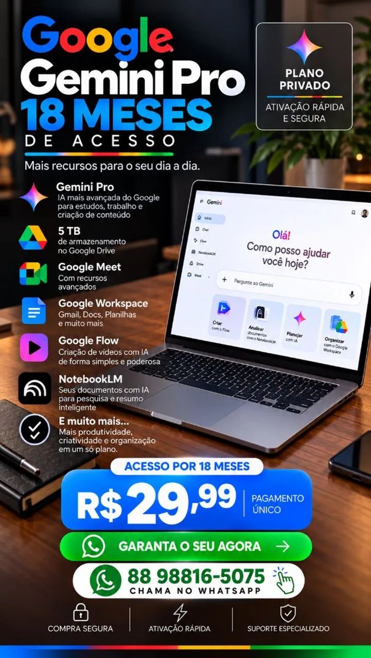 Plano Google AI PRO 18 meses