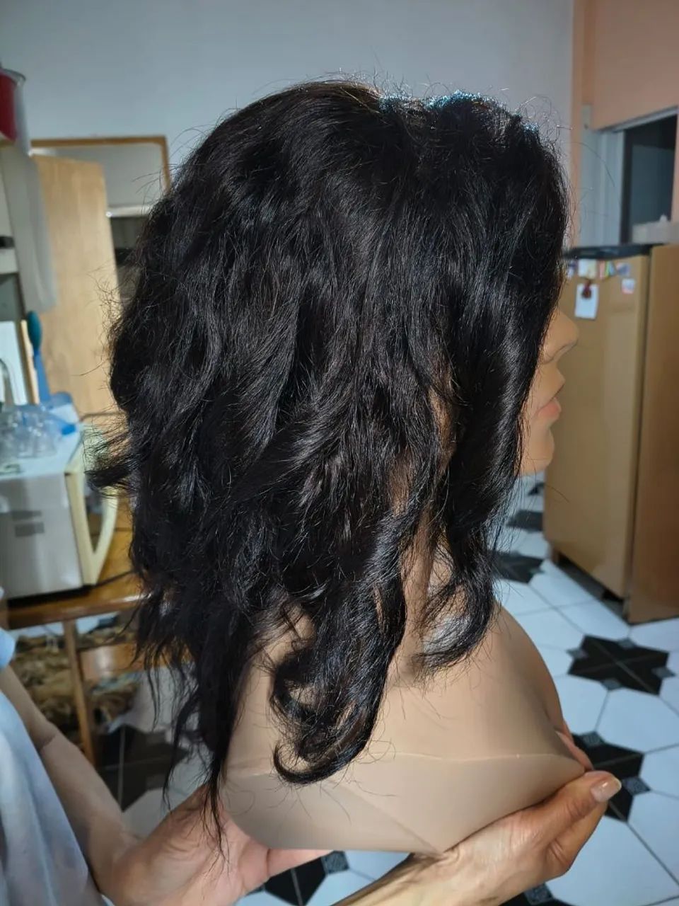 Peruca Castanho, cabelo humano, semi nova - Foto 2