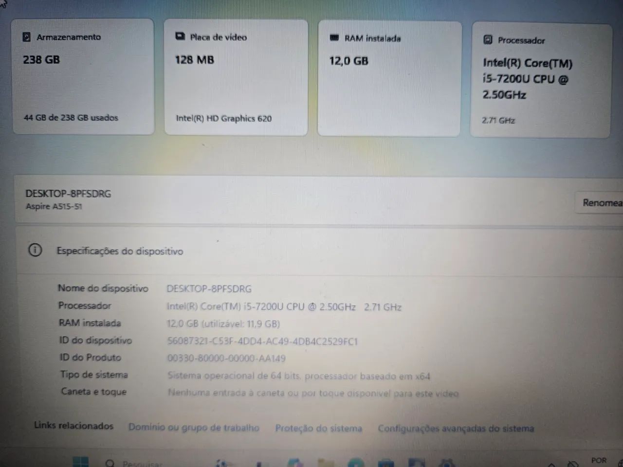 Notebook Aspire  5 A515-51-51UX Core i5  - Foto 2