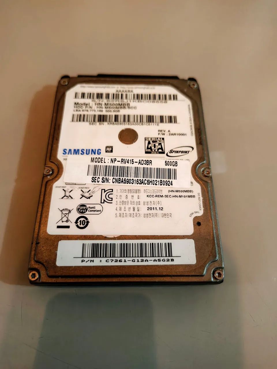HD de Notebook de 2,5 polegadas com capacidade de 500 GB Samsung Spinpoint M8 - Foto 2