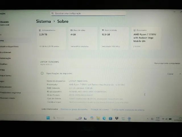 Notebook Gamer Ryzen 7 com Radeon Vega Mobile GFX - Foto 3