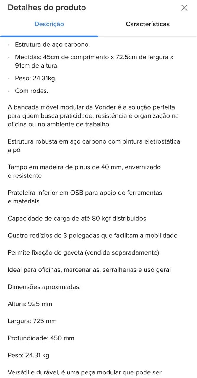Bancada vonder 