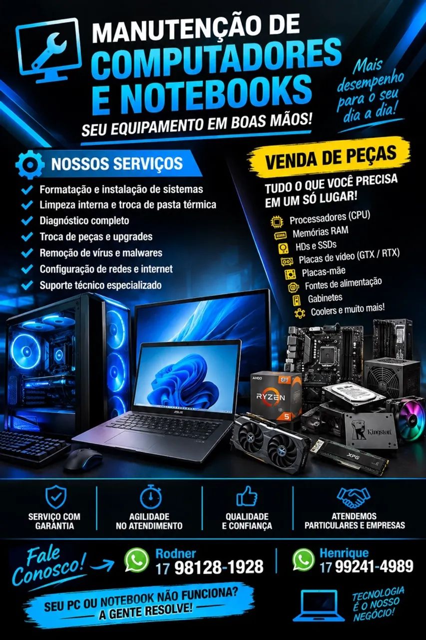 Manutenção e venda para Computadores e Notebook 