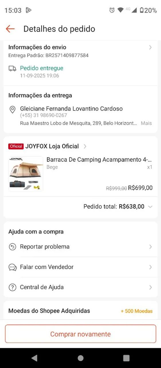 Barraca 4 a 8 lugares.