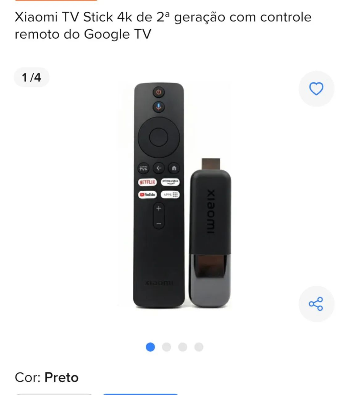 Xiaomi TV Stick 4k de 2ª geração com controle remoto do Google TV402625406939310083