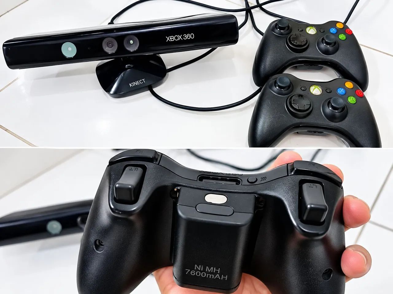 Kit Xbox 360 com Kinect e 2 controles e carregadores