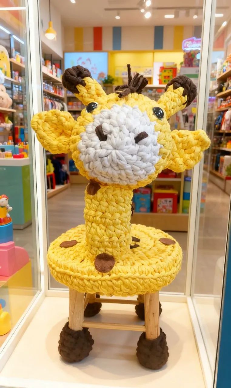 Banquinho  Girafinha em crochê completo 