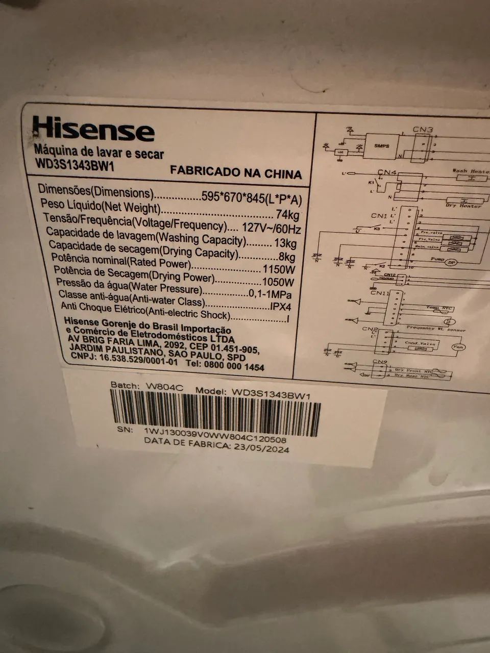 Lava e Seca Hisense 13kg/8kg COM DEFEITO - Foto 3