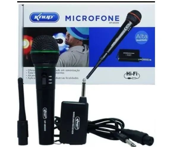 Microfone sem e com  Fio Knup Preto Kp-m0005 Vhf  - Foto 2