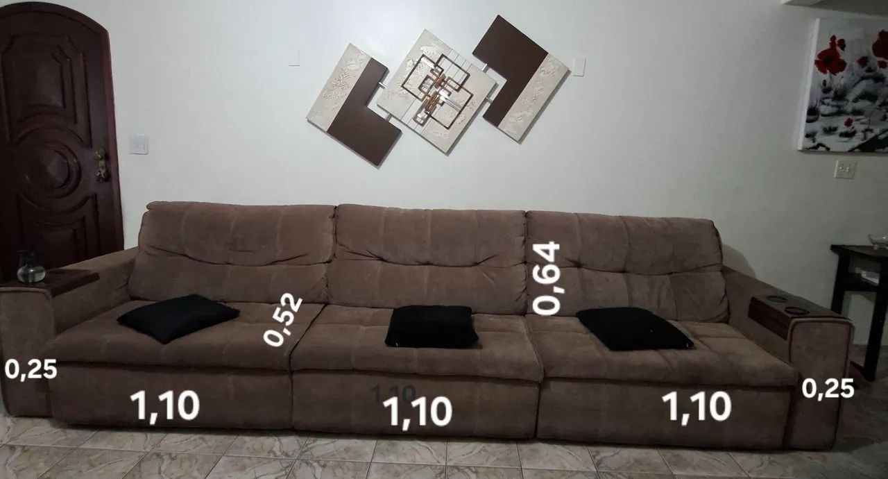 Sofá 6 lugares tecido aveludado  - Foto 4