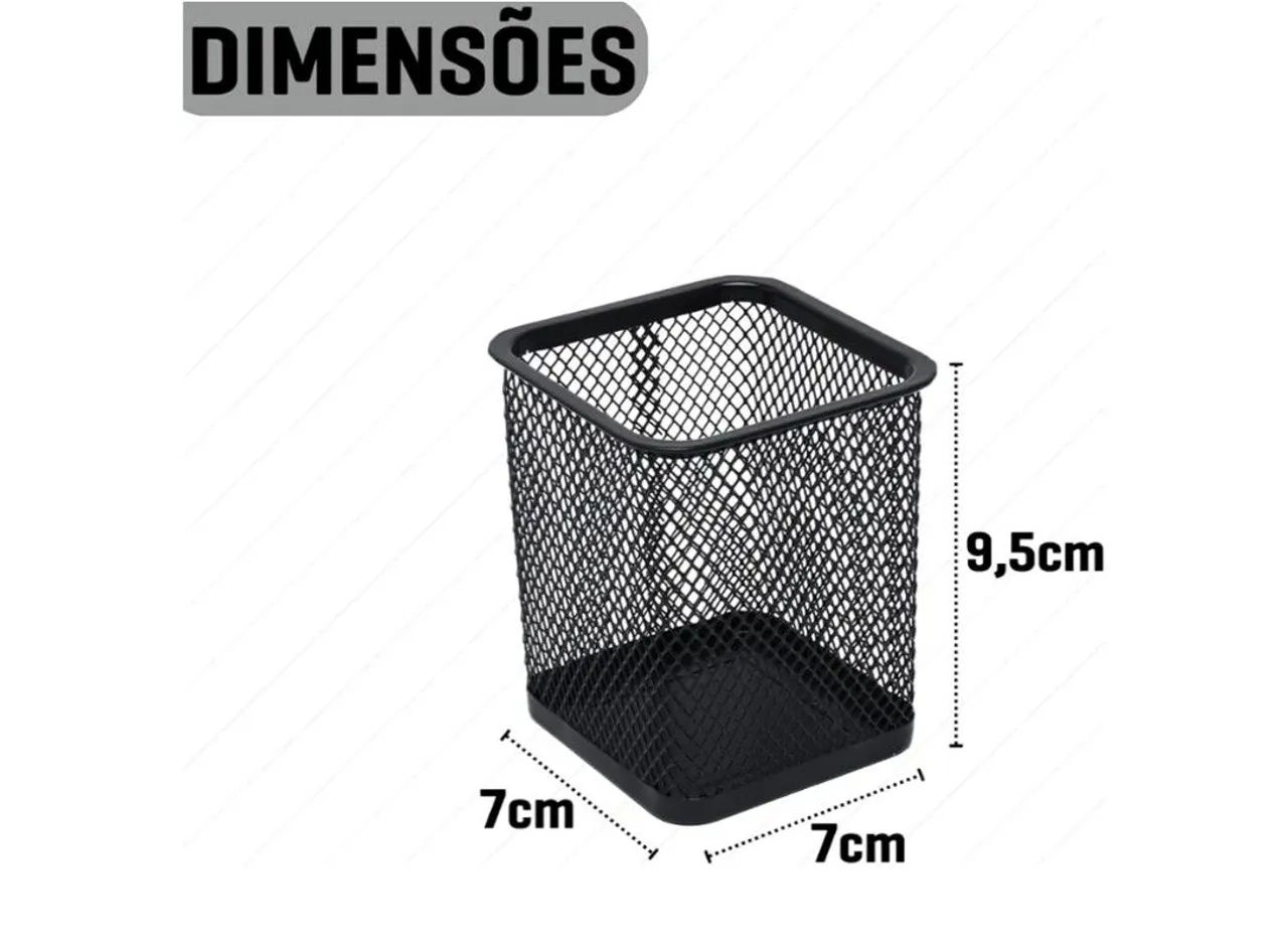 Porta caneta organizador para mesa de escritório, com 5 divisórias de metal aramado - Foto 5
