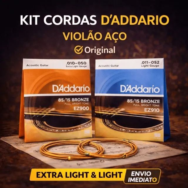 Cordas D'Addario 010 + 011 Violão Aço 85/15 Bronze Original - Foto 4