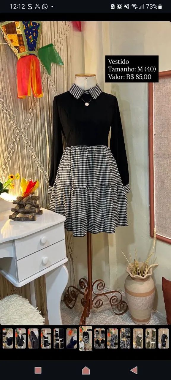 VESTIDO XADREZ PRETO E BRANCO