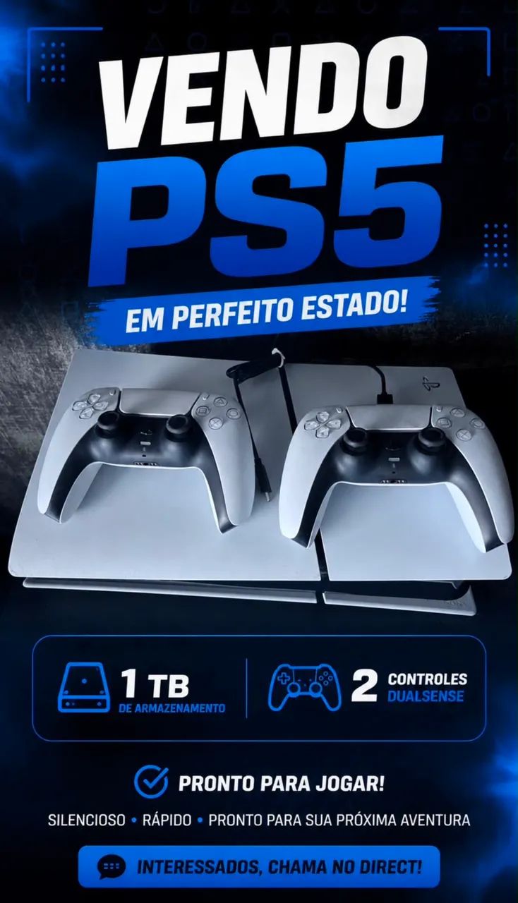 PS5 slim 1tb com 2 controles 