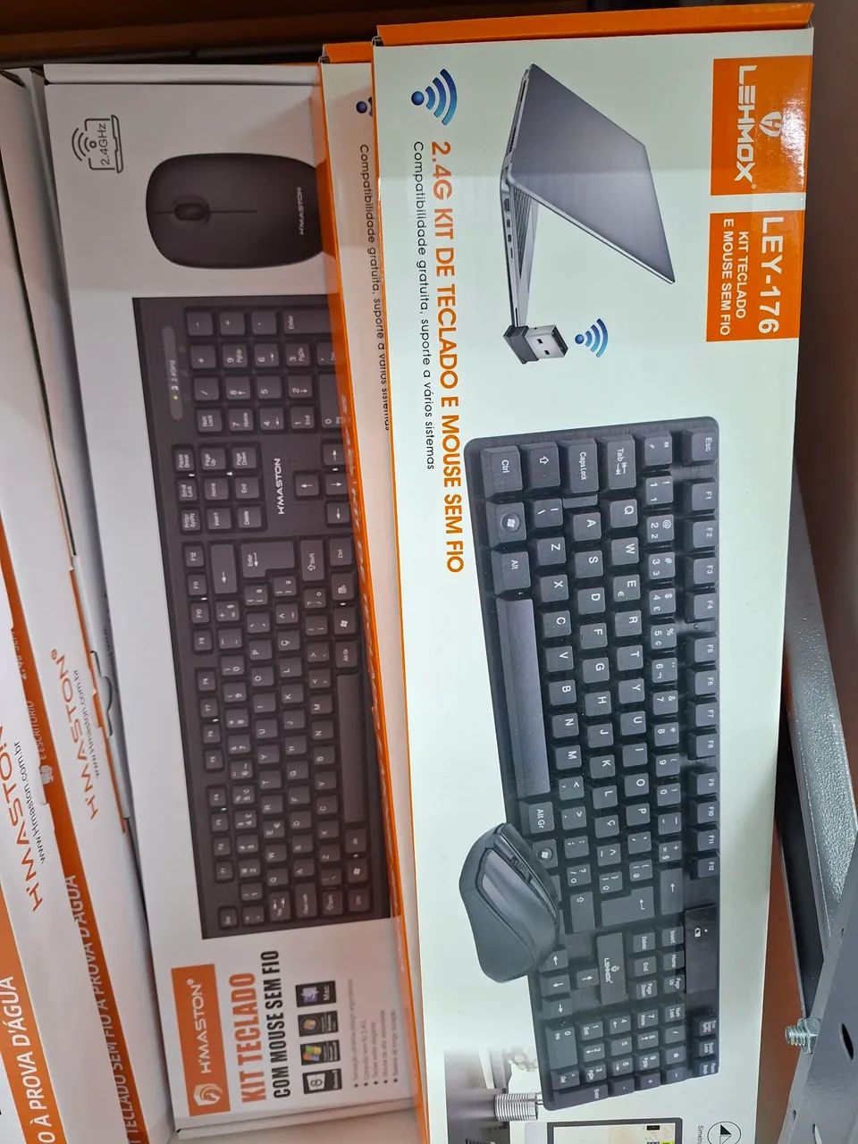 kits de teclado e mouse sem fio Lehmox LEY-176 e H'maston JP-103