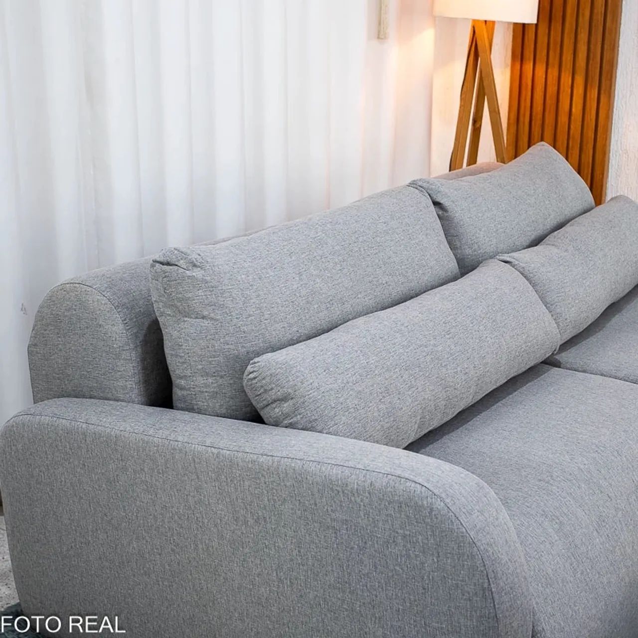 Sofá Retrátil Bellagio Larg. 2.25m Linho Cinza - Foto 2