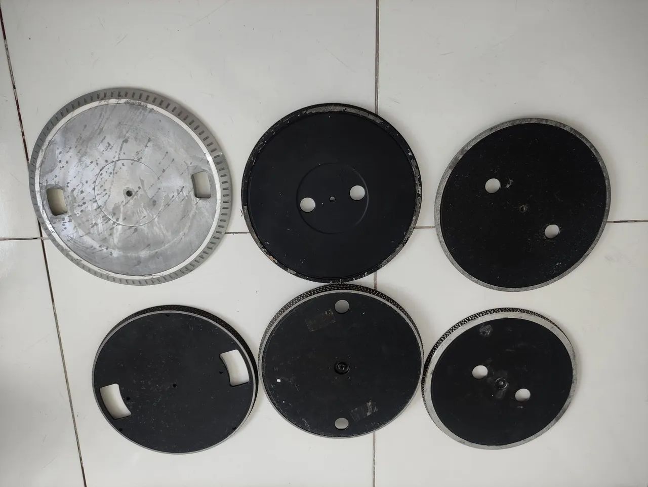 Lote com 6 pratos para toca discos marantz, sansui etc