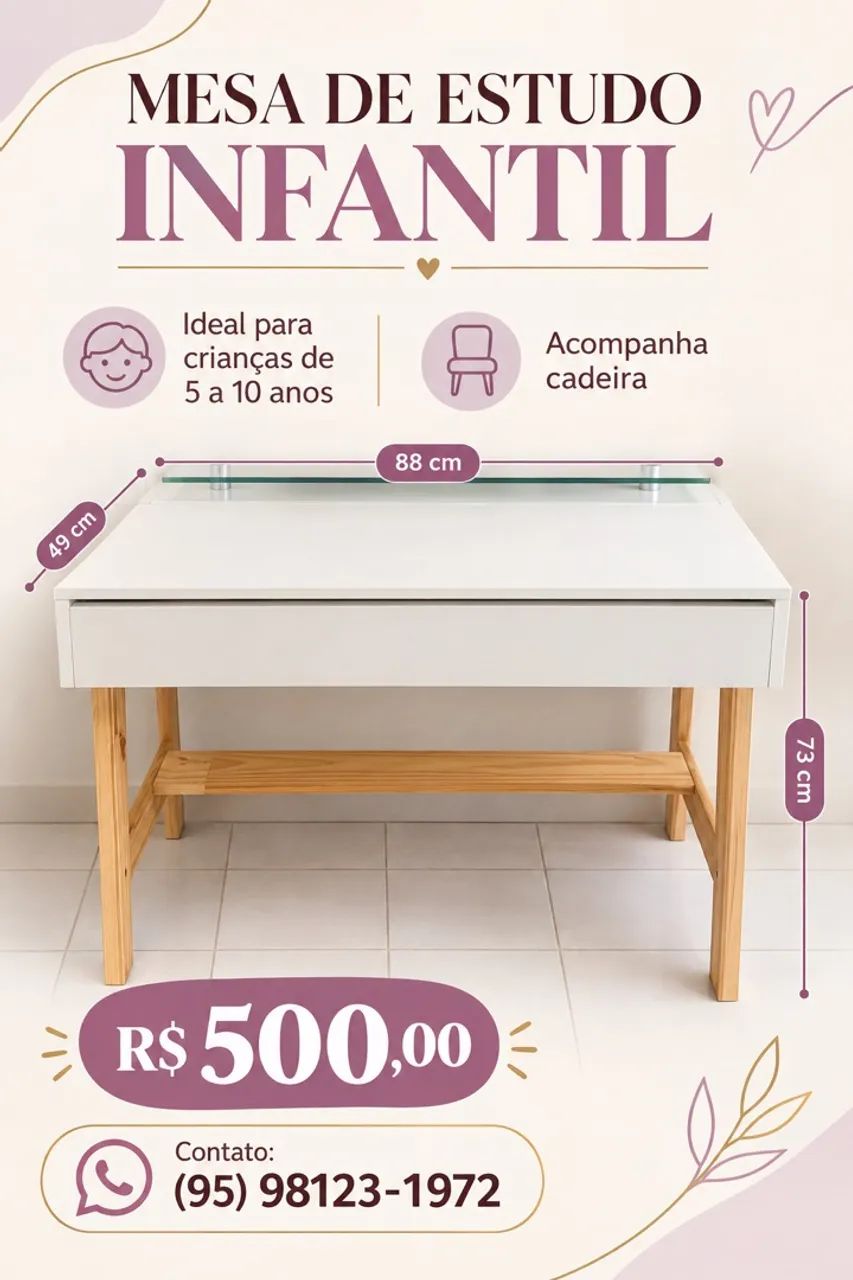 Mesa de estudo infantil 