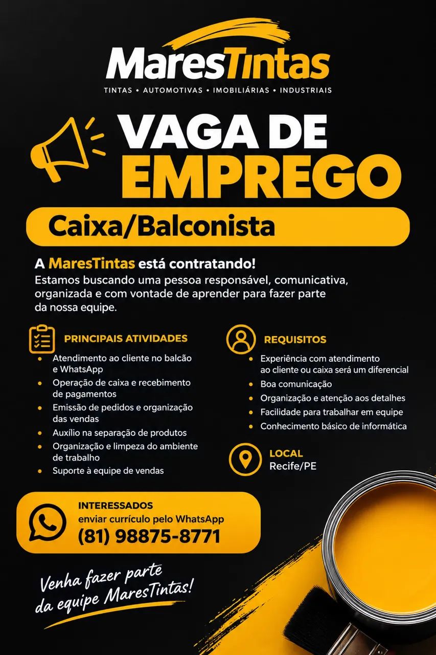 Vaga de emprego Caixa/Balconista