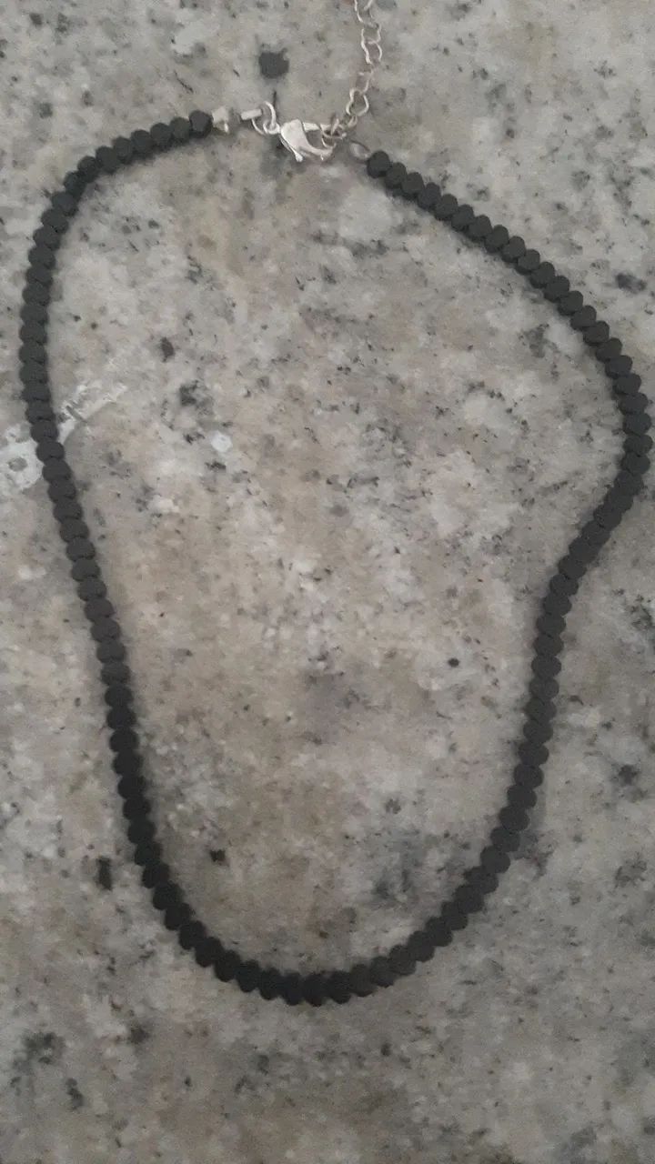 Colar Semijoia  Ematita preta 